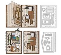 DELORIGIN 3D Diary Die Cuts for Card Making, Loose-Leaf Book Carbon Steel Cutting Dies Stencils Scrapbooking Embossing Template Dies for Journal Photo Album Birthday Gift Party Greeting Paper Card