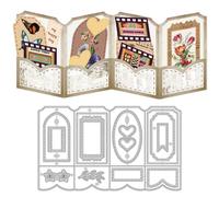 DELORIGIN 3D Folding Greeting Card Cutting Dies Border Flower Card Making Die Cut Heart Label Carbon Steel Stencils Blessing Card Scrapbooking Embossing Template Dies for DIY Birthday Craft Gift Decor