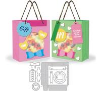 DELORIGIN 3D Gift Bag Cutting Dies 2 Styles Gift Box Card Borders Stitch Die Cut Sewing Carbon Steel Die Cuts Stencils Card Making with Bow Tie Scrapbooking Embossing Template for Gift Packaging