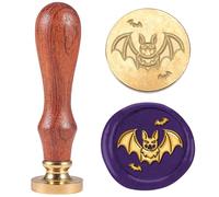 DELORIGIN 3D Halloween Bats Wax Sealing Stamp Vintage Compass Brass Halloween Wax Stamp Kit with Wooden Handle for Party Invitations Wine Packages Envelopes Gift Wrapping Cards Decoration