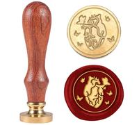 DELORIGIN 3D Heart Valentine's Day Wax Seal Stamp Embossed Stamp Sealing Removable 1" Brass Wax Seal Stamp Head with Wooden Handle Sealing Wax for Invitations Envelopes Gift Packing Craft Gift Card