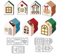 DELORIGIN 3D House Cutting Dies Gift Box Hollow Card Making Die Stencil Carbon Steel Die Cuts Scrapbooking Embossing Template Dies for Greeting Cards Craft Paper Album Invitation Decor