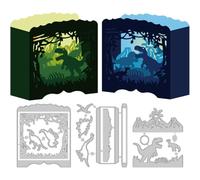 DELORIGIN 3D Layered Dinosaurs Cutting Dies Dinosaur Theme Card Making Die Stencil Carbon Steel Die Cuts Scrapbooking Embossing Template Dies for Greeting Cards Craft Paper Album Invitation Decor