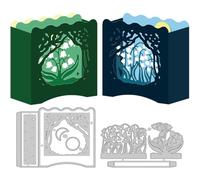 DELORIGIN 3D Layered Lily of The Valley Die Cuts for Card Making, Flowers Lampshade Carbon Steel Cutting Dies 2025 Scrapbooking Embossing Template Dies for Birthday Wedding DIY Party Greeting Card