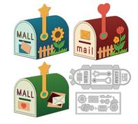 DELORIGIN 3D Mailbox Cutting Dies Postbox Card Making Die Stencil Carbon Steel Die Cuts Card Scrapbooking Embossing Template Dies for Christmas Greeting Cards Craft Album Invitation Decor