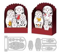 DELORIGIN 3D Matryoshka Box Cutting Dies for Card Making, Display Window Box Dies Carbon Steel Cut Die Stencils Scrapbooking Embossing Template Dies for DIY Paper Crafting Gift Box