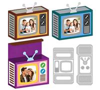 DELORIGIN 3D Retro TV Cutting Die Card Making Die Stencil Carbon Steel Die Cuts Scrapbooking Embossing Template for Birthday Greeting Cards 3D Gift Box Craft Invitation Decor
