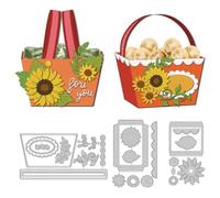 DELORIGIN 3D Sunflower Basket Cutting Dies, Spring Flower Carbon Steel Die Cuts Stencils Embossing Scrapbooking Template for Card Making Craft Greeting Invitation Photo Album Gift Decor
