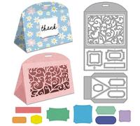 DELORIGIN 3D Vine Box Cutting Dies for Card Making, Hollow Label Boxes Dies Carbon Steel Cut Die Border Stencils Scrapbooking Embossing Template for DIY Paper Crafting Gift Box