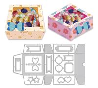DELORIGIN 3D Window Box Cutting Dies Hollow Square Candy Box Card Making Die Stencil Carbon Steel Die Cuts Card Scrapbooking Embossing Template Dies for Greeting Cards Craft Album Invitation Decor