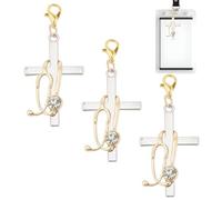 DELORIGIN 3PCS Cross Stethoscope Charm Stainless Steel Nurse Stethoscope Pendant Cross Badge Reel Charm for Nursing Graduation Gift Doctor Medical Jewelry Medical Student Worker Present