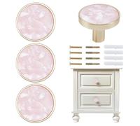 DELORIGIN 4 Packs Drawer Knobs Gold Dresser Knob Zinc Alloy Pulls Handles Mother of Pearl Furniture Knobs Accessories for Kitchen Cabinet Dresser Drawers Door Decorative,1.2" Diameter,Pink