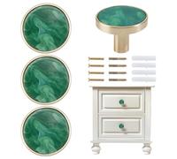 DELORIGIN 4 Packs Drawer Knobs Gold Dresser Knob Zinc Alloy Pulls Handles Mother of Pearl Furniture Knobs Accessories for Kitchen Cabinet Dresser Drawers Door Decorative,1.2" Diameter,Green