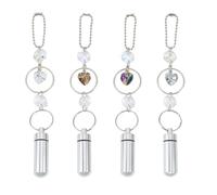 DELORIGIN 4 PCS Heart Glass Car Hanging Ornaments Urn Colorful Sun Catcher Car Rear View Mirror Accessories with Keepsake Memories Urn Pendant Charm for Human Pet Ashes