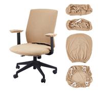 DELORIGIN 4 Pcs Office Chair Cover Set Stretchable Velvet Desk Chair Covers Protective Computer Seat Cover with Back and Armrest Covers for Office Dorm Desk Gamer Chairs Accessories (Brown)