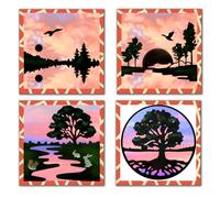 DELORIGIN 4 Styles River Tree Cutting Dies Card Making Die Cut Nature Scenery Carbon Steel Die Cuts Stencils Card Scrapbooking Embossing Template Dies for DIY Craft Paper Album Gift Decor