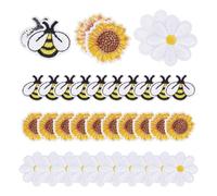 DELORIGIN 40pcs 3 Style Iron on Patches Embroidery Clothing Decoration Badge Flower Applique Clothing Iron on Patches Sunflower Bees Daisy Badge for Clothing Jeans Bag Hats
