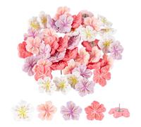 DELORIGIN 40Pcs Flower Push Pins Decorative Resin Peach Blossoms Thumbtacks 4 Colors Fun Flower Thumb Tacks Cute Push Pins for Photo Wall Map Cork Board Bulletin Board Home Office Decorations