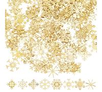 DELORIGIN 450 Pcs Mini Metal Snowflake Golden Brass Christmas Embellishment Tiny Shiny Snowflake Ornaments Little Nail Art Decoration Accessories for DIY Craft Winter Christmas Party Decor
