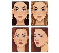 DELORIGIN 4pcs Face Painting Practice Board Kits A4 Reusable Makeup Paint Practice Board Facial Painting Excersize Template Stage Make-up Look Designs Tool Paint Supplies for Makeup Artist Beginner
