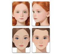 DELORIGIN 4PCS Face Painting Practice Boards, Reusable Makeup Practice Board A4 Facial Painting Template Stage Festival Carnival Makeup Tool for Painter Beginner (Brown Hair Woman Man)