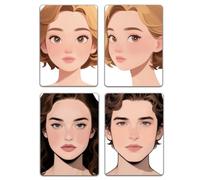 DELORIGIN 4PCS Face Painting Practice Boards, Reusable Makeup Practice Board A4 Facial Painting Template Stage Festival Carnival Makeup Tool for Painter Beginner (Blonde Black Hair Woman Man)