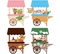 DELORIGIN 4pcs Four Seasons Cart Cutting Dies Card Making Die Cut Carbon Steel Die Cuts Stencils Card Scrapbooking Embossing Template Dies for DIY Paper Craft Making Albums Gift Cart Decor