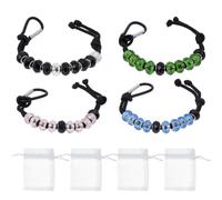 DELORIGIN 4pcs Golf Score Counter Beads Stainless Steel 4 Colors Score Counter Bracelet Golf Beads Adjustable Cords Bracelets to Count Strokes for Novice Golf Elderly to Remember Scores