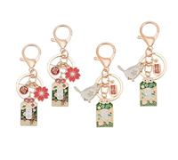 DELORIGIN 4pcs Lucky Cat Keychains, Golden Enamel Amulet Charms Talisman Keychains Blessing Keyrings Japanese Style Keychains for Women Handbag Decoration Protection Gifts Car Keys