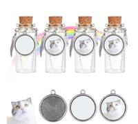 DELORIGIN 4PCS Pet Fur Memorial Jar with Blank Stamping Tags Pets Hair Storage Glass Bottle with Heart Paw Pendants and Cork Stopper Dog Cat Keepsake Memorial Urn for Pet Ashes Hair Sympathy Gift