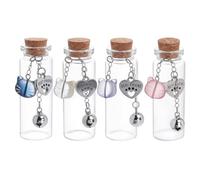 DELORIGIN 4Pcs Pet Hair Glass Memorial Bottle 4 Styles Transparent Empty Bottle with Bells Cat Charm Heart Shaped Plaque Vial for Ashes Or Hair Dog Or Cat Keepsake Pet Memorialize Gift