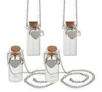 DELORIGIN 4pcs Pet Hair Glass Memorial Bottle Glass Tube Wishing Bottle with Iron Chain and Paw Heart Charms Dog Cat Keepsake Memorial Urn Pet Remembrance Gift Sympathy Glass Vial for Pet Ashes Hair