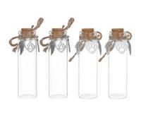 DELORIGIN 4pcs Pet Hair Keepsake Bottle Dog Cat Clear Hair Memorial Mini Glass Vial With Angel Wings Pet Fur Locket Bottle With Heart Paw Ornaments for Pet Loss Sympathy Gift Pet Ashes Hair Storage