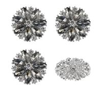 DELORIGIN 4Pcs Rhinestone Shank Buttons Black Alloy Sparkle Crystal Embellishments Buttons for Clothing Vintage Clear Sewing Button for Shirt Coats Blazer Costume Dress Wedding DIY Craft Decorations