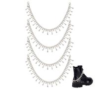 DELORIGIN 4pcs Shoe Charms Chain Metal Shoelaces Chains Pendant Boot Decoration Chains Shoe Buckle Charms Accessories for Sneakers Casual Clog Shoes Sandals Keychains Bags Pants, Alloy Steel, No