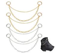 DELORIGIN 4pcs Shoe Charms Chains Shoelaces 2 Colors Boot Strap with Alloy Spring Gate Rings Sneaker Bag Handbags Pants Car Keychain Charms for Casual Canvas Shoes