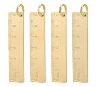 DELORIGIN 4Pcs Small Metal Ruler Keychain 6cm Brass Gold Straight Ruler Bar Metric Measurement Tool Decoration Key Ring Ornaments Pendants Ruler Bookmark Keychain Accessories for Students Car