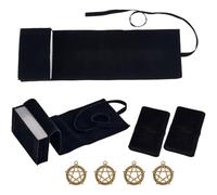 DELORIGIN 4Pcs Velvet Tarot Bags with 4 Tibetan Style Alloy Pendants,Tarot Rune Cube Wrap Pouches Tarot Cards Storage Cloth Holder Jewellery Bag for Tarot Oracle Decks Tarot Card Holder (Black)