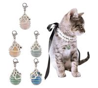 DELORIGIN 5 Colors Gemstone Pet Collar Charms Silver Alloy Spiral Cage Collars Pendant Small Paws Pet Charm with Lobster Clasps Clip-on Pendants for Pet Cat Dog Collar Keyring Bag Decor