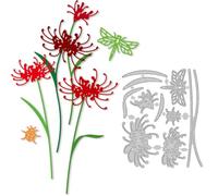 DELORIGIN 5 Styles Equinox Flowers Cutting Dies Red Lycoris Card Making Die Cut Carbon Steel Die Cuts Stencils Card Scrapbooking Embossing Template Dies for DIY Paper Craft Photo Album Gift Decor