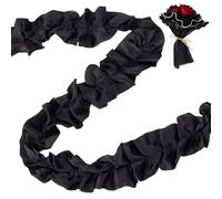 DELORIGIN 5 Yard Black Flower Wrapping, Ruffle Ribbon Trim Pleated Lace Ribbon Vintage Black Edging Trim Fabric Bouquet Decoration for Flower Cake Sewing Craft Wedding Dress Embellishment DIY Decor