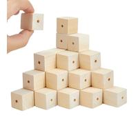 DELORIGIN 50 Pack 1" Wooden Cubes with Holes Bulk Unfinished Solid Wooden Blocks Crafting Square Wood Cube Beads for Crafts DIY Projects Model Making Home Decoration Furniture Stem Projects