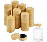 DELORIGIN 50 pcs Bamboo Jar Lids Airtight Reusable for 4oz 8oz Square Spice Jars Kitchen Pantry Wooden Round Bottle Lids Storage Canning Caps for Nice Sealing Spice Organization