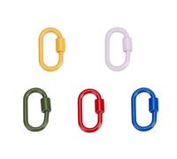 DELORIGIN 5Pcs 5 Color Enamel Alloy Carabiner Lock Screw Carabiner Clip 1.4x0.86inch Climbing Lock Durable Lightweight Oval Clasps for Outdoor Sports Climb Keychains Camping