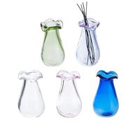 DELORIGIN 5Pcs Cat Whiskers Mini Flower Vase 1" Miniature Bud Vases Tiny Glass Vase for Micro Landscape Accessories Decorations Dry Flowers Bud Succulent Holder DIY Ornament Table Festival Decor