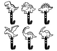 DELORIGIN 6 Pcs Dinosaur Metal Wall Hooks Decorative Small Animal Hooks | Anti-Rust Coating, For Hats Towels Bags, Space-Saving Wall Mount, Ideal For Entryway Bathroom Kitchen, Farmhouse Style Decor