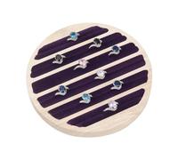 DELORIGIN 6-Slot Wood Ring Display Stand with Black Velvet Flat Round Pine Jewelry Organizer Tray Ring Holder Wooden Ring Display Case for Jewelry Earring Necklace Ring Organizer and Display