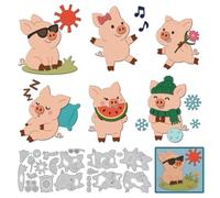 DELORIGIN 6 Styles Cute Pig Cutting Dies Die Cut Carbon Steel Die Cuts Stencils Card Making Scrapbooking Embossing Stencils Template Dies for DIY Paper Craft Photo Frame Albums Card Gift Decor