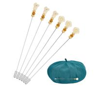 DELORIGIN 6PCS Hat Vintage Safety Pins 4.9-5.2 Inch Flower Stick Lapel Pin Brass Long Handle Pin Accessories for Tie Scarf Badge Hats Suits Brooches Decorative Jewelry Making DIY Crafts