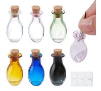 DELORIGIN 6Pcs Miniature Bud Vases Cat Whisker Holder with Cork Stopper Mini Flower Vase for Micro Landscape Flowers Bud Succulent Holder Tiny Glass Vase Ornament for DIY Keepsake Home Decor